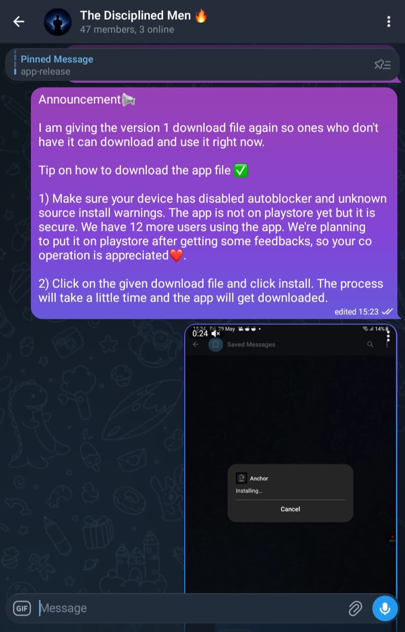 Direct APK release in the group